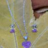 Conjunto Corazón Piedras Moradas